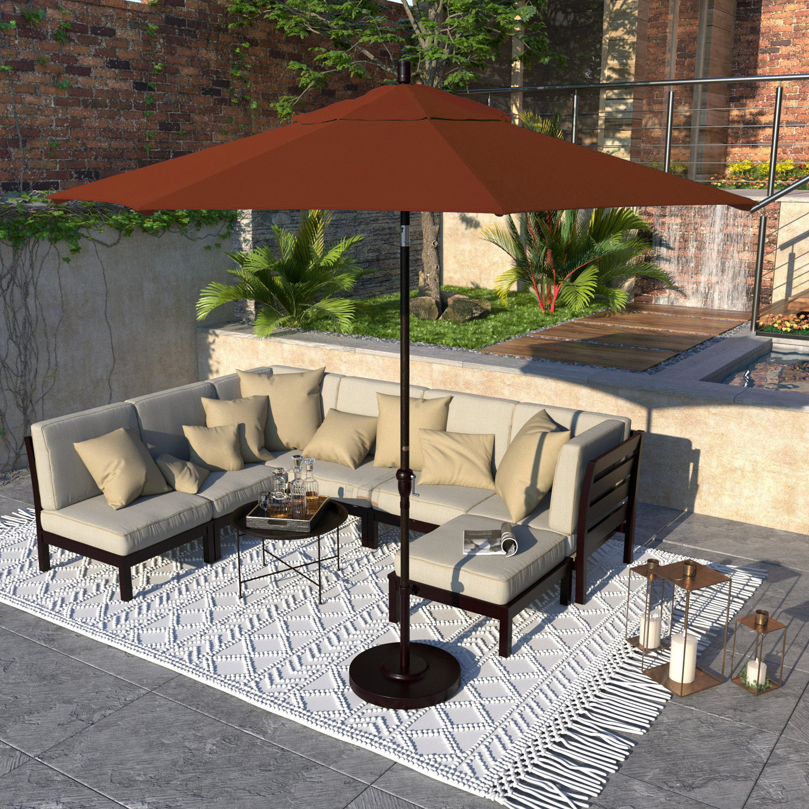 Camry 9' Sunbrella® Market Umbrella, Canvas Henna Sunbrella® Canvas