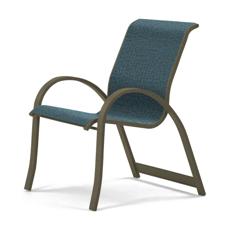 Aruba Stacking Patio Dining Armchair, Forest Forest Green 22D Sunbrella®, Beachwood
