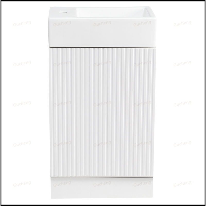 Petit meuble-lavabo 18,6 po avec tablette à deux niveaux pour lavabo, Blanc