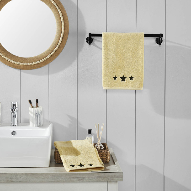 Ensemble de 2 essuie-mains Timeless Linens Stars 16 x 26, Noir / brun clair