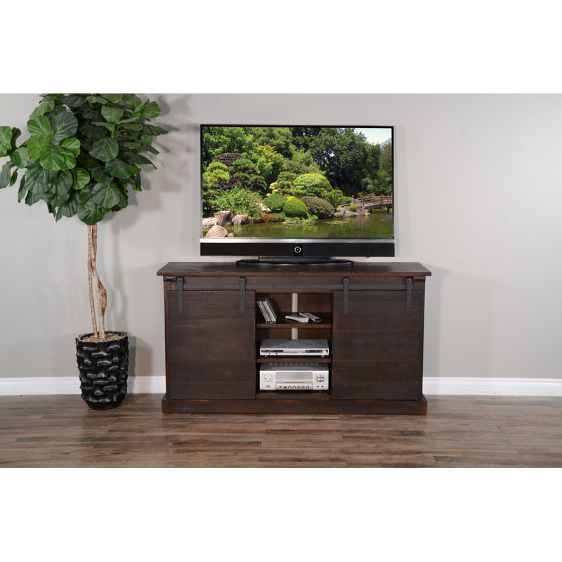 Virgina Unfinished TV Stand for TVs up to 70", Charred Oak