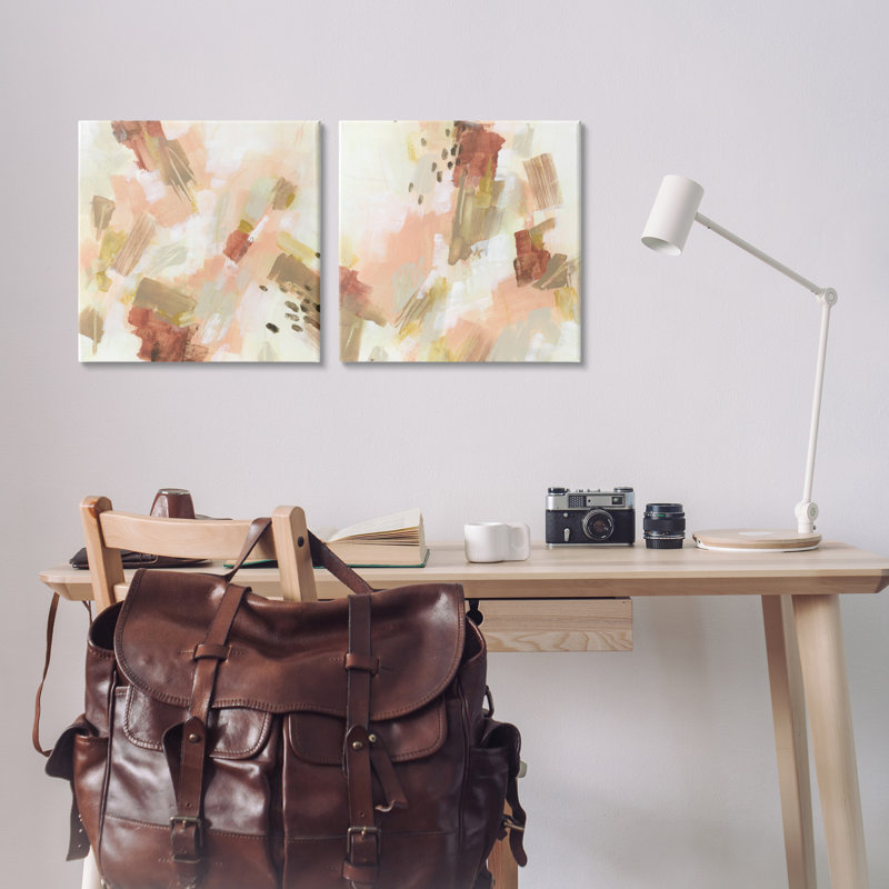  «Energetic Beige Palette», ensemble de 2 toiles murales par June Erica Vess, H 17 po x l 17 po