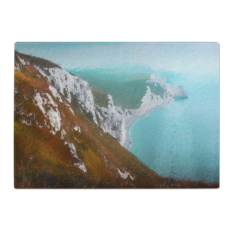Tempered Glass the Cliffs of the Jurassic Coast Chopping Board, 28.5 cm x 20 cm