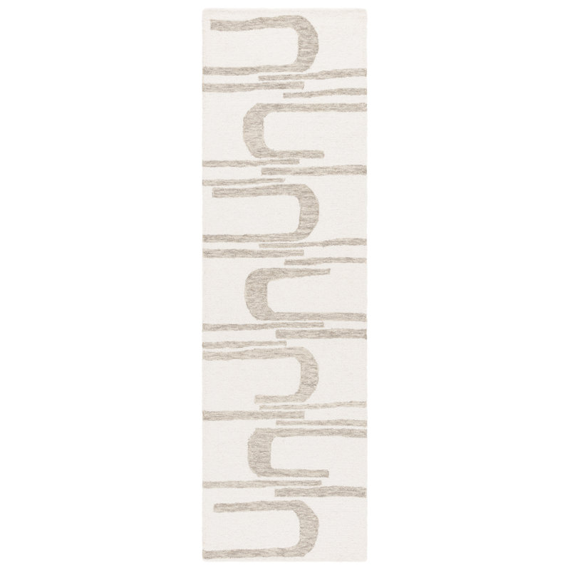 Baasit Ebony Hand Tufted Wool Cotton Abstract Rug in Gray, Runner 2'3" x 8'