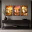 «White Ghost On Swing With Pumpkins And Halloween», ensemble de 3 toiles murales-599891968