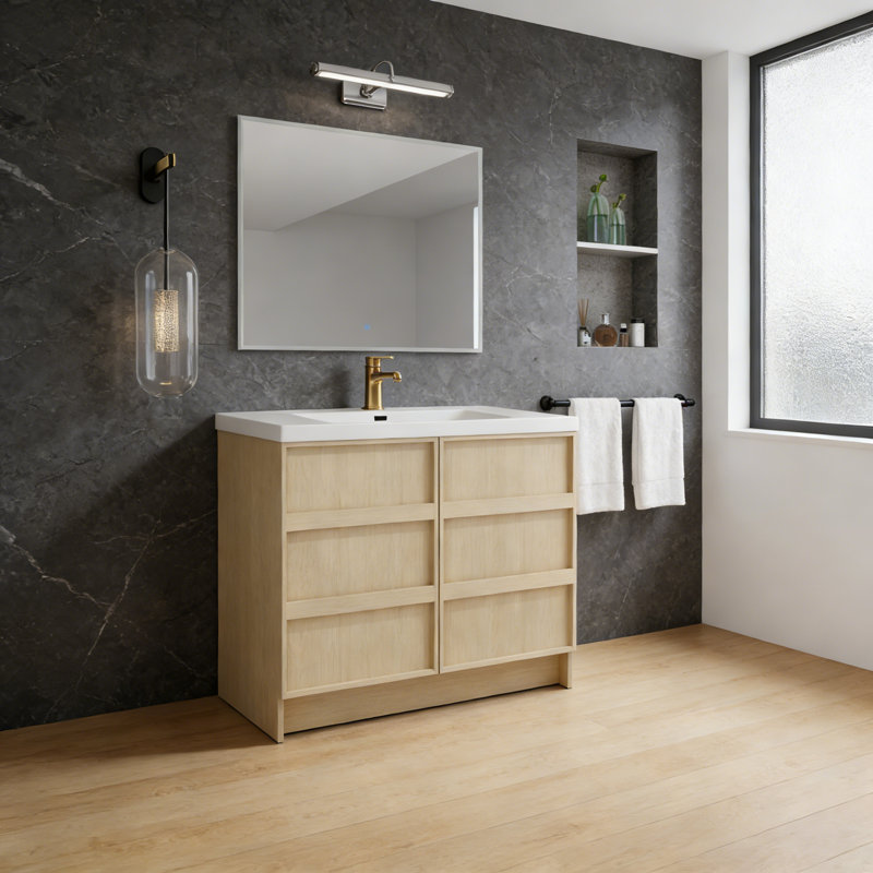 Meuble-lavabo autoportant avec lavabo en résine