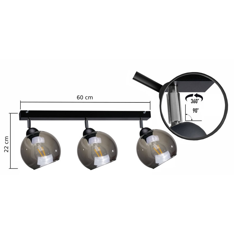 Smithland Glass Ceiling Spotlight, Black