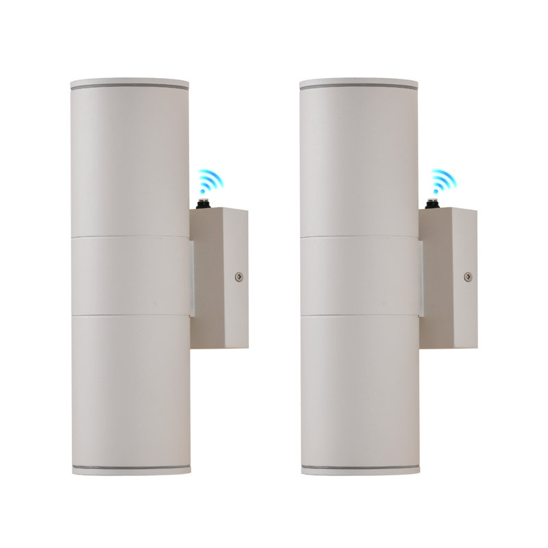 2-Pack 12"H LED Dusk to Dawn Sensor Outdoor Wall Light, IP65 Waterproof Wall Sconce with Aluminum, White , Set of 2