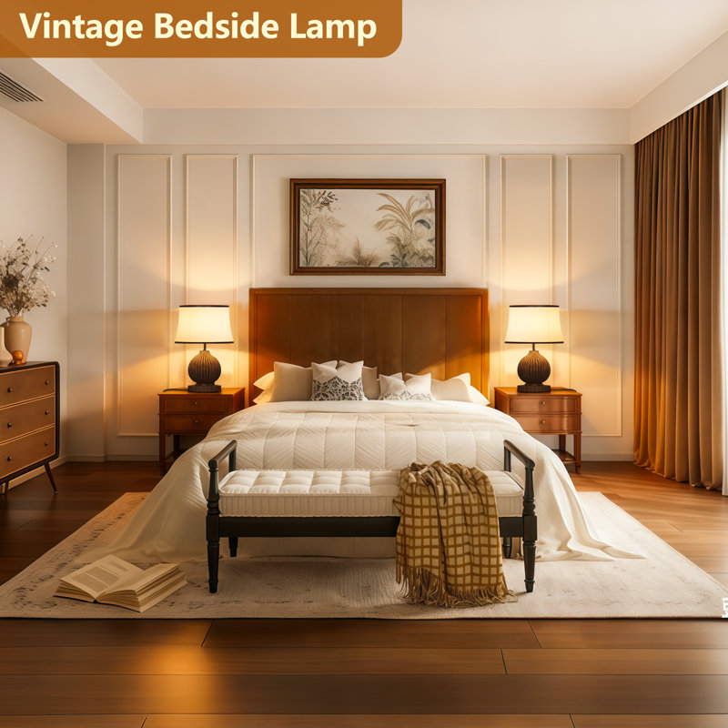Vintage Walnut Table Lamp For Bedroom Bedside 110v Onion Shaped Desk Light Home