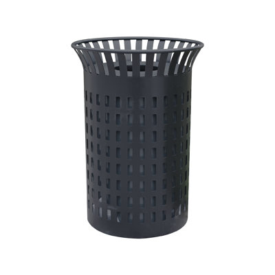Fully Steel Round Outdoor Trash Can, Commercial Trash Garbage Bin Can