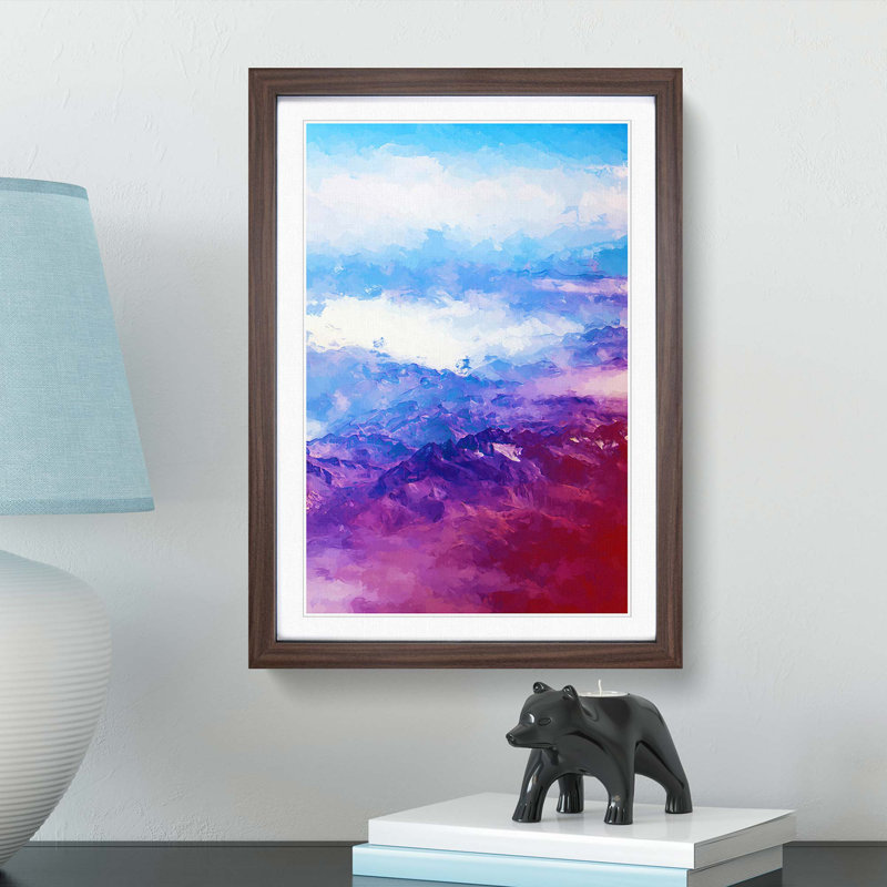 Mountain Range Adventure in Abstract - Picture Frame Graphic Art Print, 48cm H x 36cm W x 2cm D, Walnut Framed