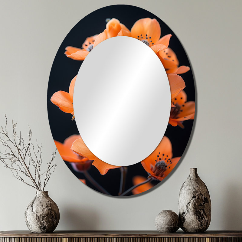 Miroir mural ovale orange et noir, 40 po x 30 po