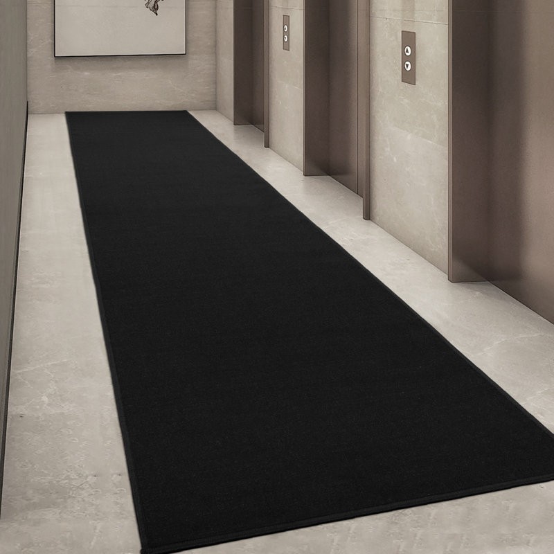 Aletta Machine Washable Non-Slip Solid Black Area Rug For Hallway Runner, Living Room, Entryway Rug, Runner 2'7" x 9'10"