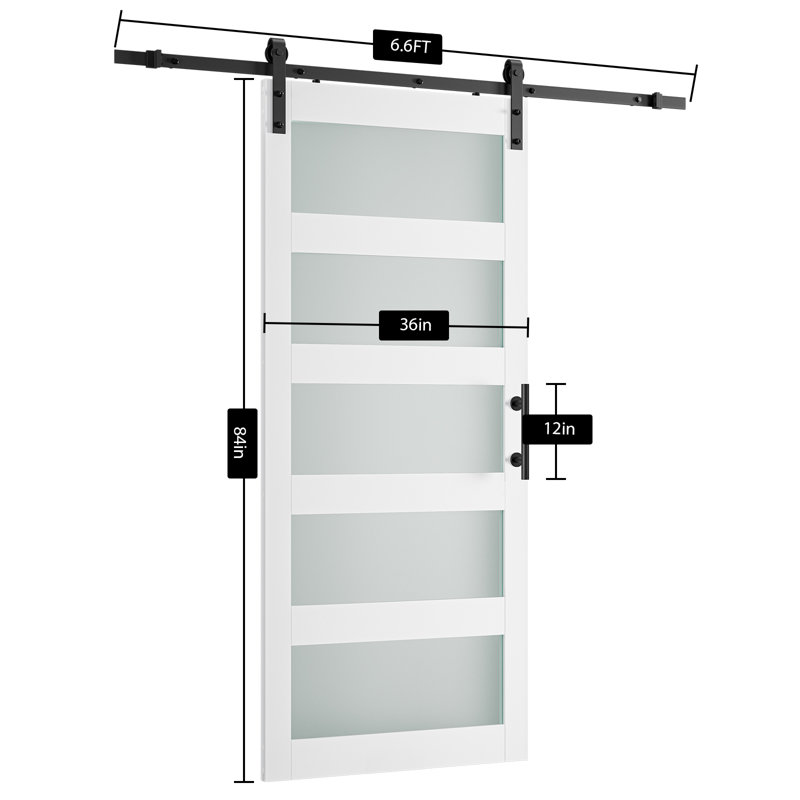 Glass Wood Barn Door with Installation Hardware