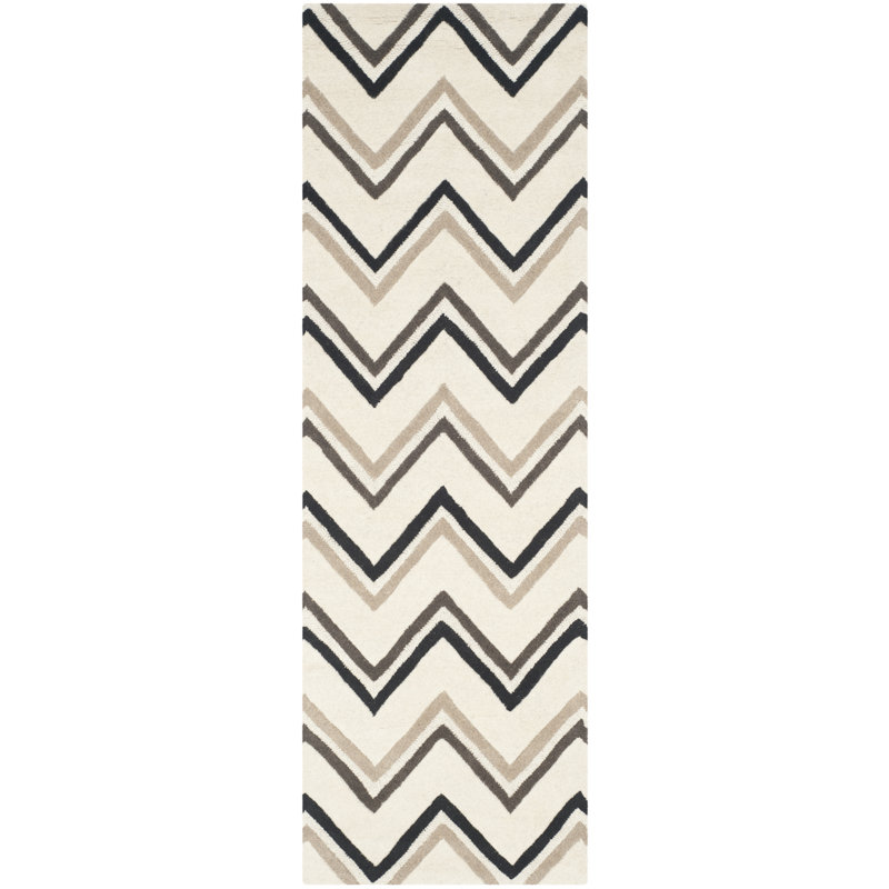 Sanyla Hand Tufted Wool Chevron Rug, Runner 2'6" x 8'