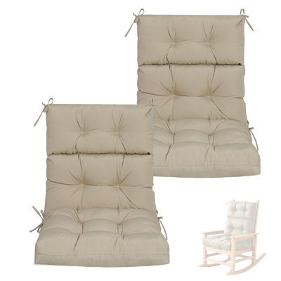 Ensemble de 2 coussins de chaise de patio à haut dossier - Coussins de chaise de salle à manger d'extérieur, coussin de siège de remplacement imperméable, pour chaises berçantes et de salon, coussins de meubles d'intérieur et d'extérieur, avec ceinture antidérapante