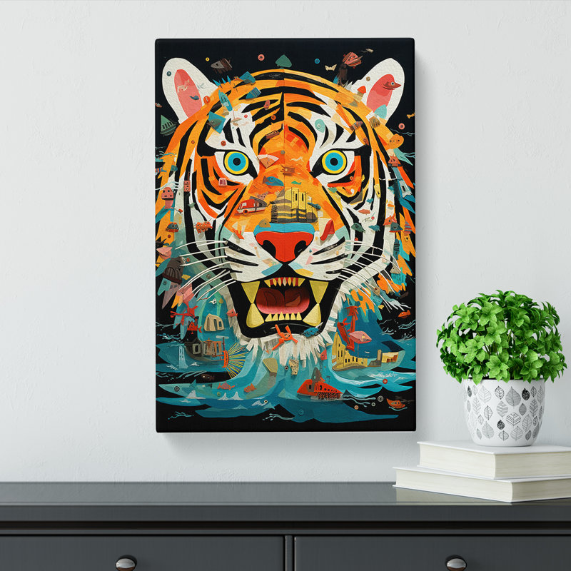 Tiger Dadaism - Wrapped Canvas, 50cm H x 35cm W x 3cm D