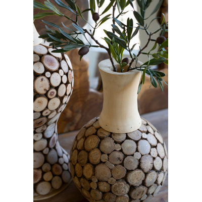  Ensemble de 2 vases décoratifs en bois
