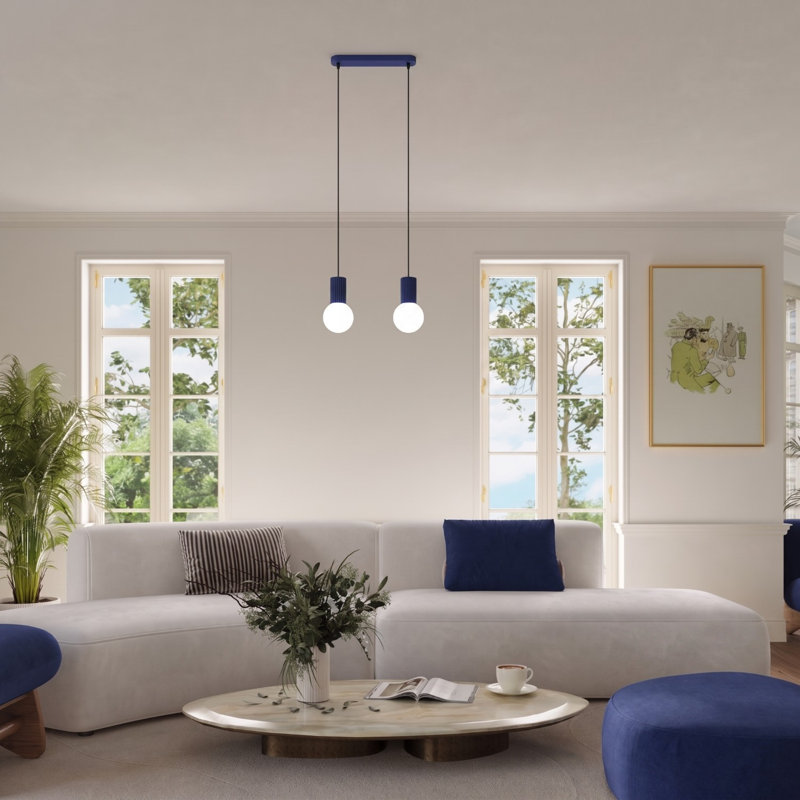 Halo - Light Brushed Nickel Pendant, 33,5x6x120 cm, Ultramarine, 2 Lights