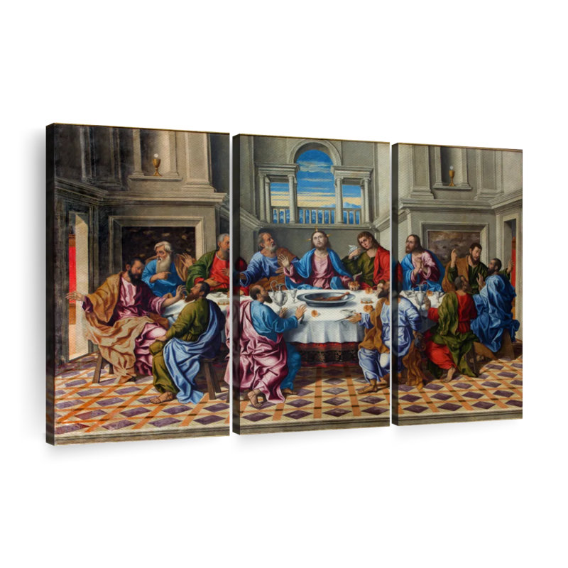 Le souper final - 3 pièces sur toile tendue, H 48 po x l 74 po x 1,25 po