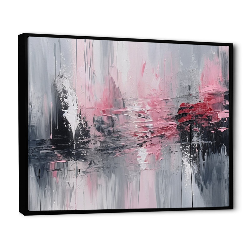 «Evolving Shapes In Pink Marble IV», art mural encadré abstrait géométrique, H 30 po x l 40 po x P 1,5 po