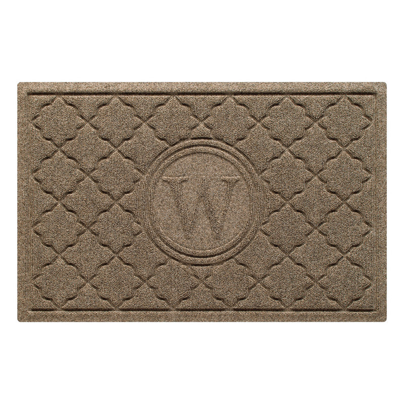Tapis de porte intérieur et extérieur 35 po x 23 po Waterhog Bombay Monogram, Chameau