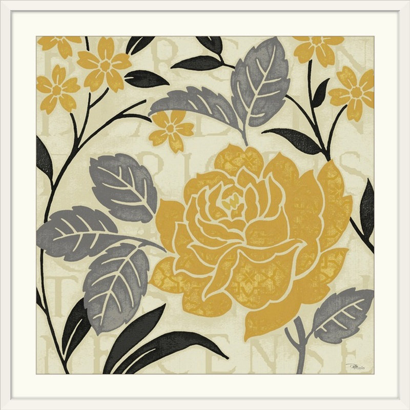 «ii, impression en jaune Perfect Petals, Cadre blanc, H 24 po x l 24 po x P 1 po