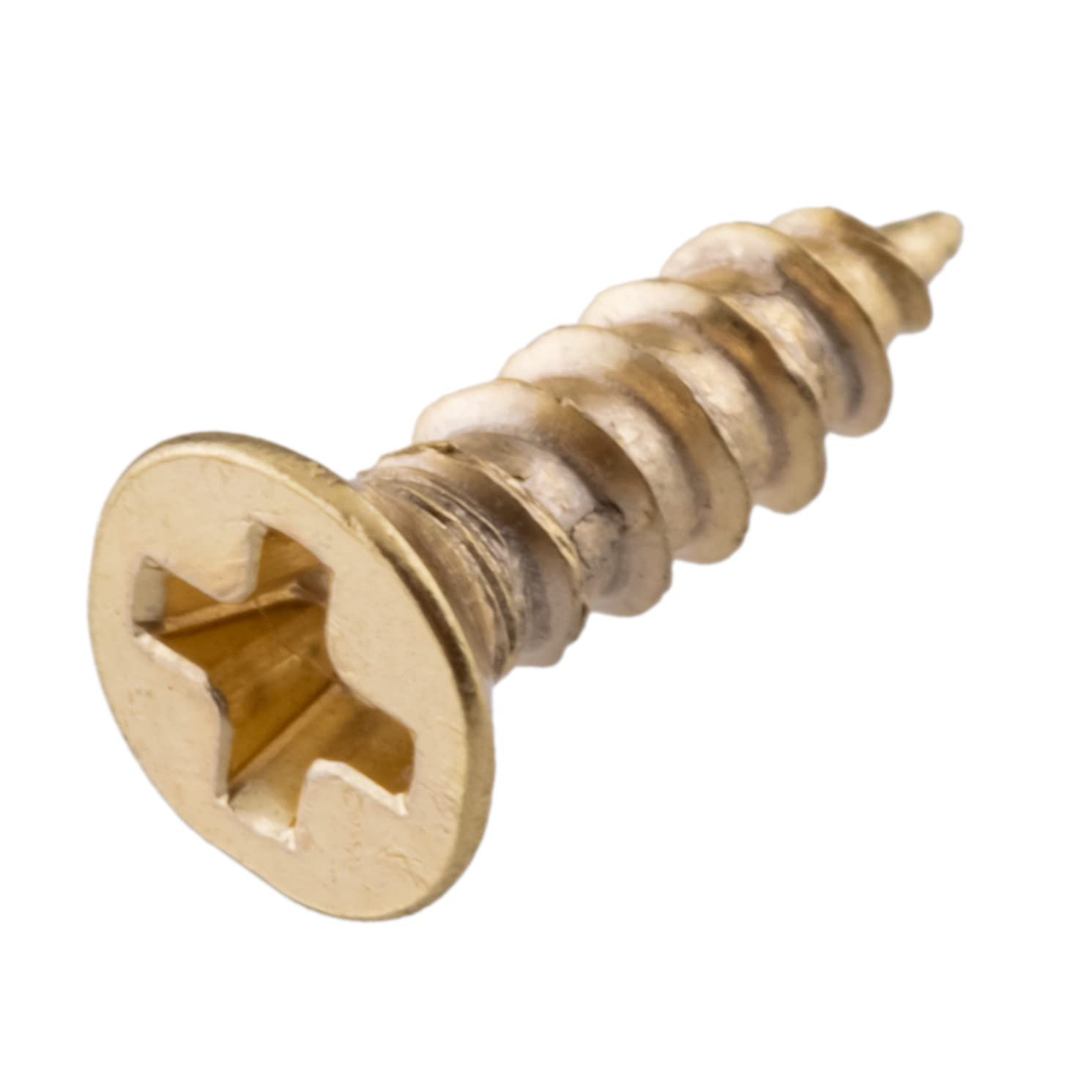 #3 x 1/2 Inch Brass Flat Head Slotted Wood Screws - 25 Pack
