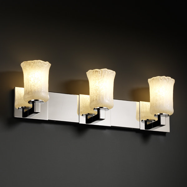 Éclairage pour salle de bain 3 lumières Cielle, Blanc givré, Bronze foncé