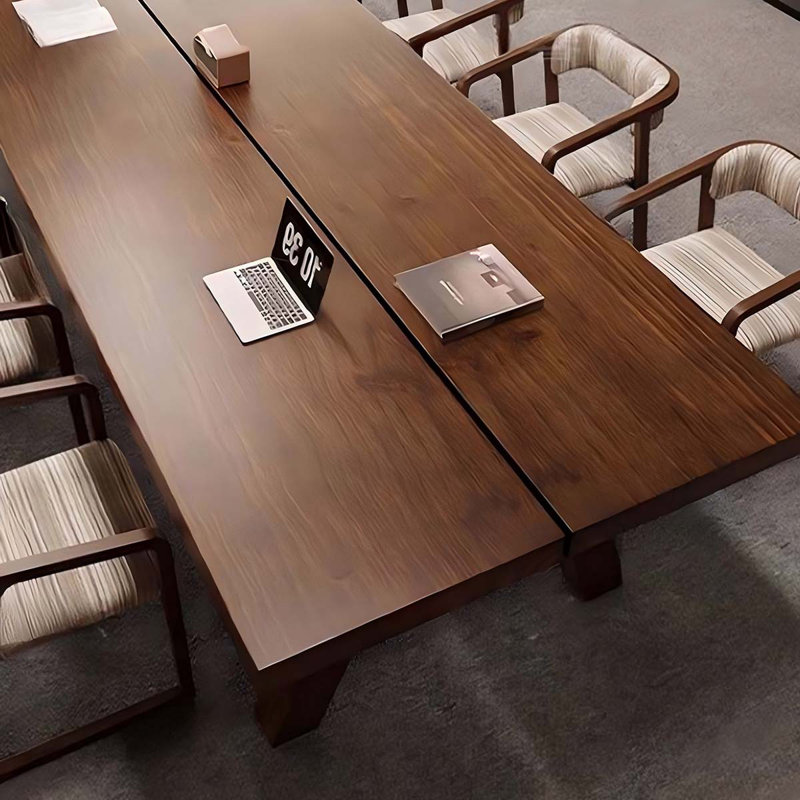 Grande table de conférence 86,61 po en bois massif brun minimaliste, 29.53" H x 86.61" W x31.5" D