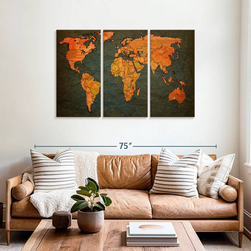 Aliaz Flags World Map, 36" H x 57" W