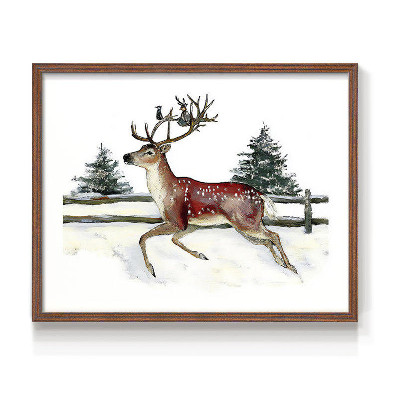 Art de Noël - DCCXVII - Reproduction encadrée - Restickable, H 11 po x l 14 po, Noyer