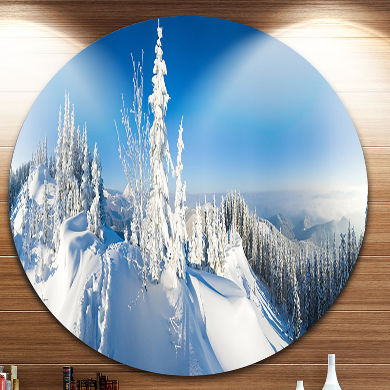 « panoramique winter mountain », reproduction de photo sur métal, H 23 po x l 23 po x P 1 po