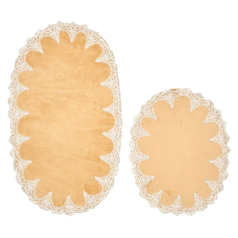 Ensemble de tapis pour salle de bain 2 pièces Vega, Orange/Blanc