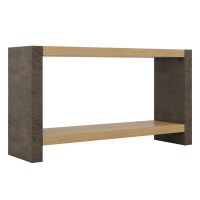 Console Table With Dovetail Joinery And Bottom Shelf, Vintage Industrial Sofa Tables With Distressed Wood Veneer