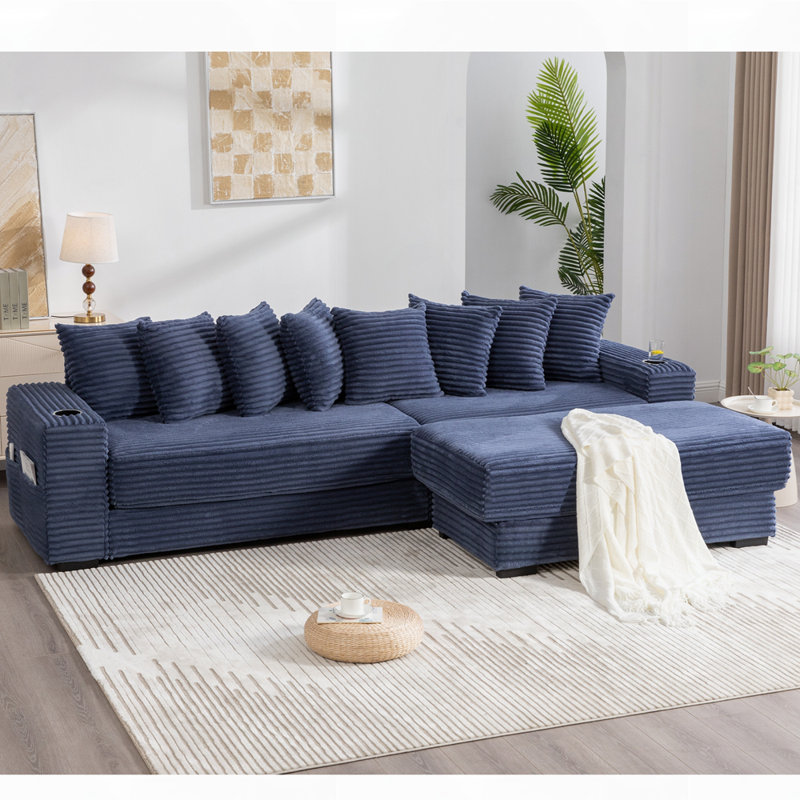 Canapé modulaire en velours côtelé, Bleu