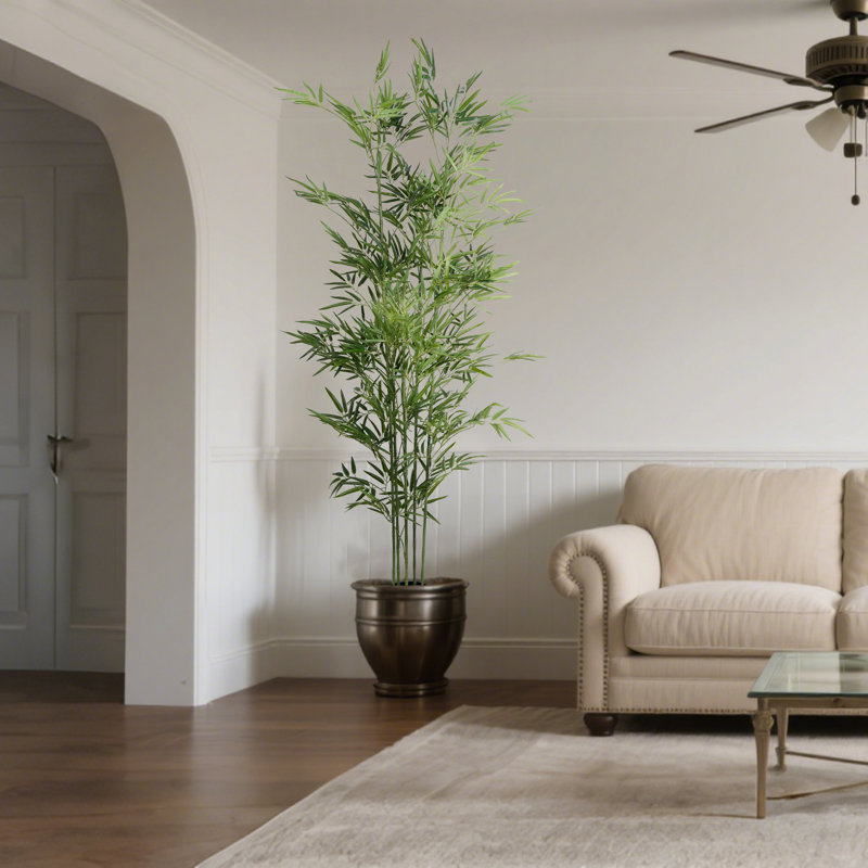 Artificial Bamboo Plant in Pot, 4ft/5ft/6ft Tall Faux Indoor Tree, Realistic Green Leaves, Maintenance-Free Home & Office Décor