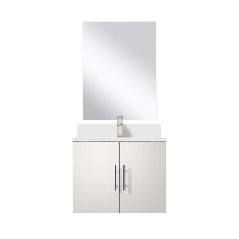 Ensemble de meuble-lavabo avec robinet et miroir DEL, Blanc