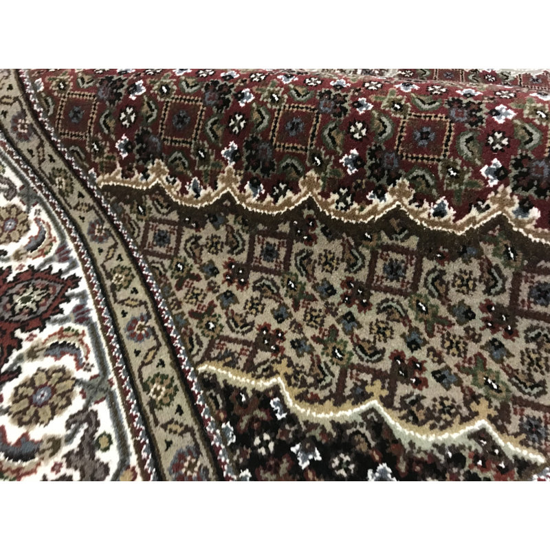 Hand-Knotted High-Quality Red and Cream Area Rug