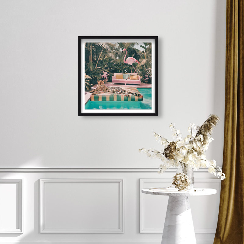 Oliver Gal Cheetah's Daydream Coastal - Luxury Shadowbox Framed Wall Art, 26" H x 26" W, Black