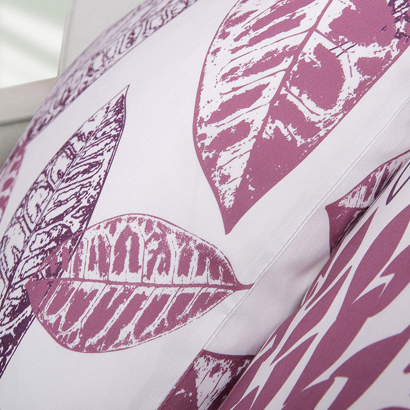 Set of 4 Purple and White Polyester Square Throw Pillows