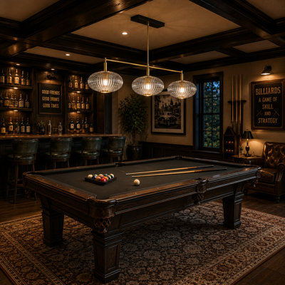 Prohibition 54" Three Glass Shade Billiard Light By RAM Game Room