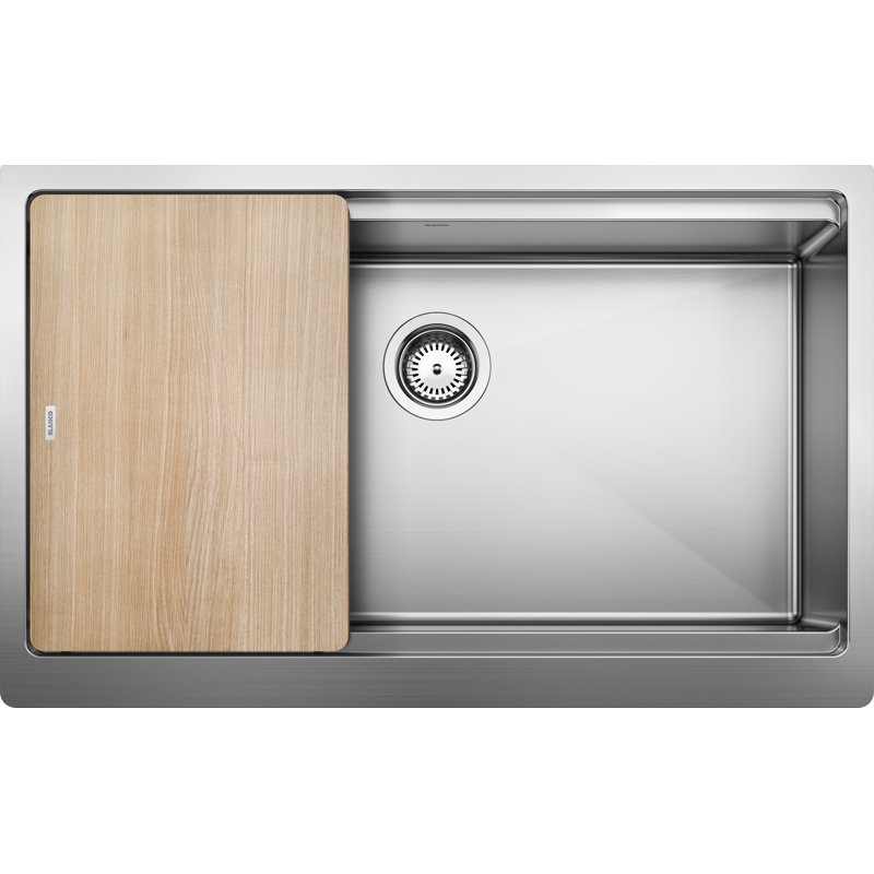 Quatrus Ergon 33" L x 20.5'' W Single Bowl Stainless Steel Farmhouse Sink with Cutting Board