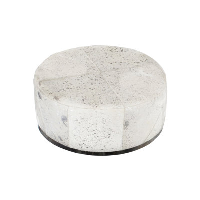Safari Cowhide with Stainless Steel Base Ottoman