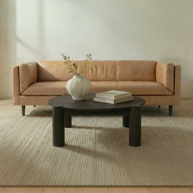 Woods Sofa Brown Leather, Tan