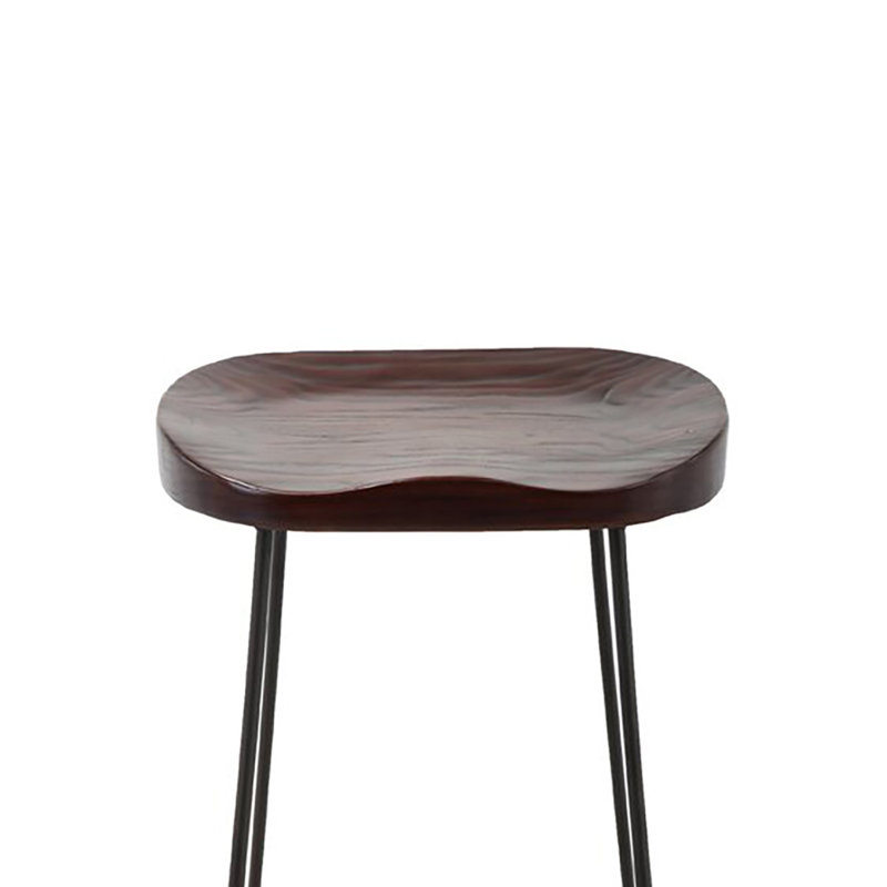 Maeci Counter Stool with Metal Frame, Wood/Brown