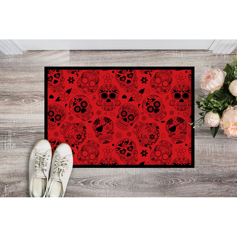 Tapis d'intérieur antidérapant, Rouge, Rectangulaire : 18 po x 27 po