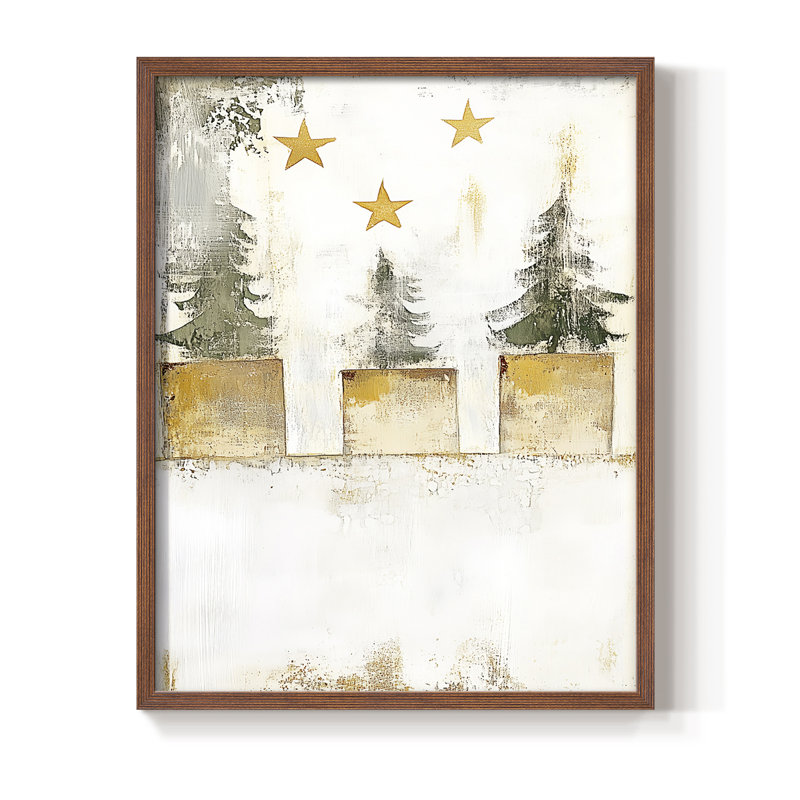 «Christmas Holiday», art encadré DCC-XXIX, bois massif, H 21 po x l 17 po, Noyer