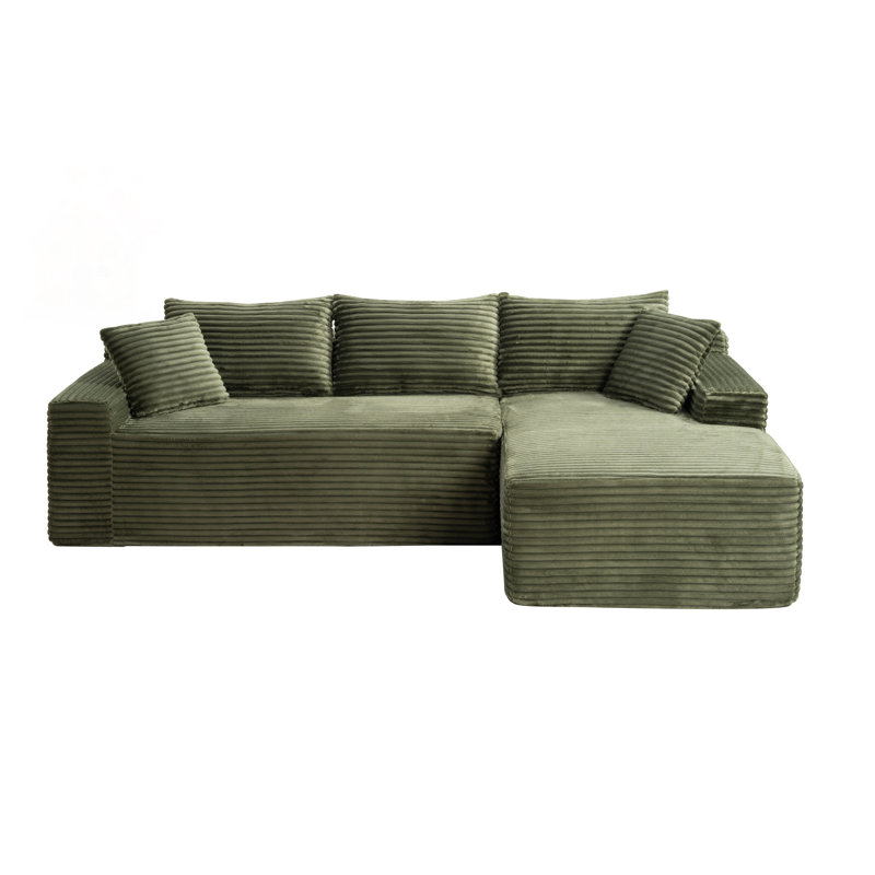 Canapé modulaire 94,5 pouces avec méridienne en forme de L et canapé rembourré minimaliste moderne 94,5 pouces, Vert
