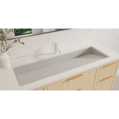 Lavabo de salle de bain encastré en résine 48 po x 16,1 po Badeloft UB-04-XL-MGRY